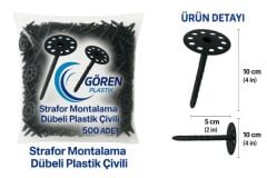 Strafor Mantolama Dübeli Plastik Çivili (500 Adet) – Güvenli Isı Yalıtım Sabitleyici